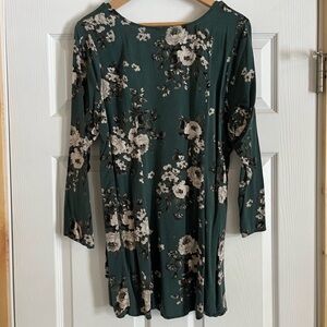 Torrid Emerald Floral Long Sleeve Dress